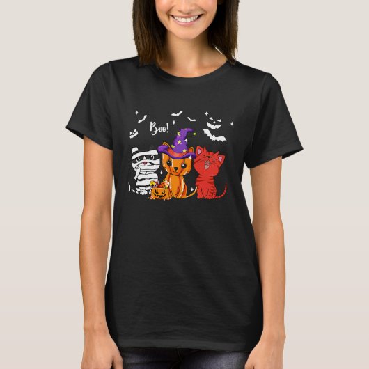 キャット・ブー・ハロウィン Tシャツ (正面)