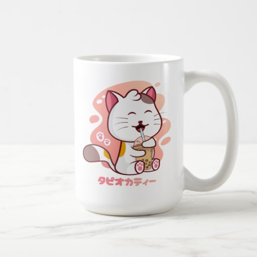 キャット&ボバミルクティーアニメかわいいズコーヒーマグ コーヒーマグカップ (右)