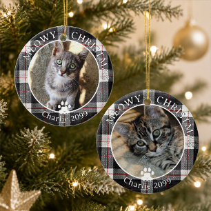 キャット ミャウイー クリスマス フォト プリント柄 セラミックオーナメント