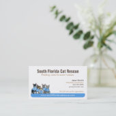 キャット・レスキュー・ノン・プロフィット・ブルー・タグライン 名刺 (スタンド正面)