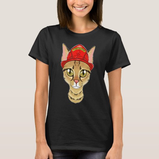 キャットI消防士キャットI消防士サバンナ猫 Tシャツ (正面)