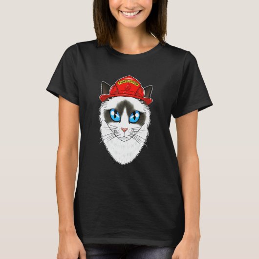 キャットI消防士キャットI消防士ラグドール猫 Tシャツ (正面)