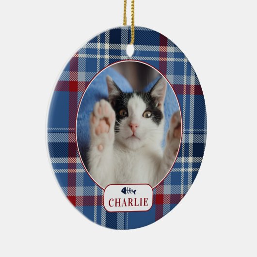 キャッパーソナライズされたトブルーのペット写真 セラミックオーナメント (右)