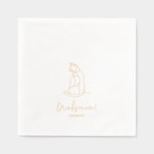 キャッパーソナライズされたトペットイラストレーション結婚ズ金ゴールド 箔ナプキン (正面)