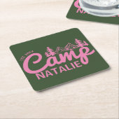 キャッパーソナライズされたプバチェロレッテブリデスメイド スクエアペーパーコースター (アングル)