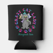 キャッパーソナライズされた熱狂するクの女性 缶クーラー (裏面)