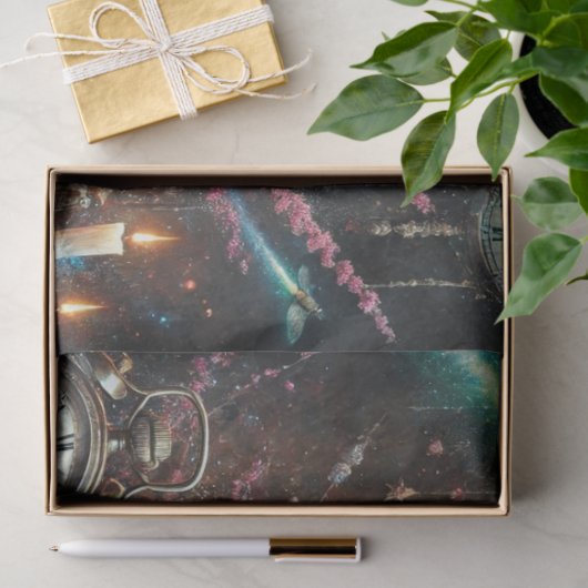 キャッビクトリアントフローラスチームパンク時計のデコページ 薄葉紙 (ギフト)