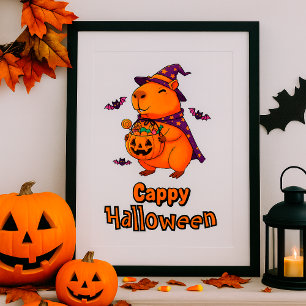 キャッピハロウィーンキャピおもしろいバラ魔女キュイ不気味ート ポスター