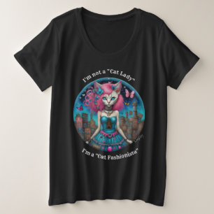 キャッファッショニスタト(ダークシャツ)プラスS プラスサイズTシャツ