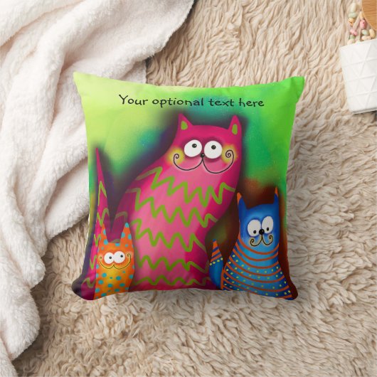 キャッファンキーカラフルアートト装飾用クッション クッション (ブランケット)