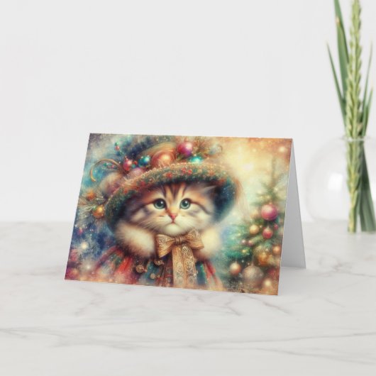 キャッファンシービクトリアントクリスマスツリー聖句 シーズンカード (正面)