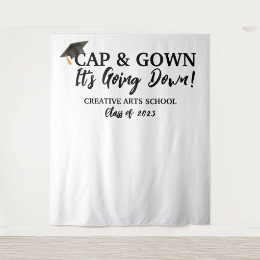 キャップおもしろいとガウン写真ブースを降りる タペストリー (正面)