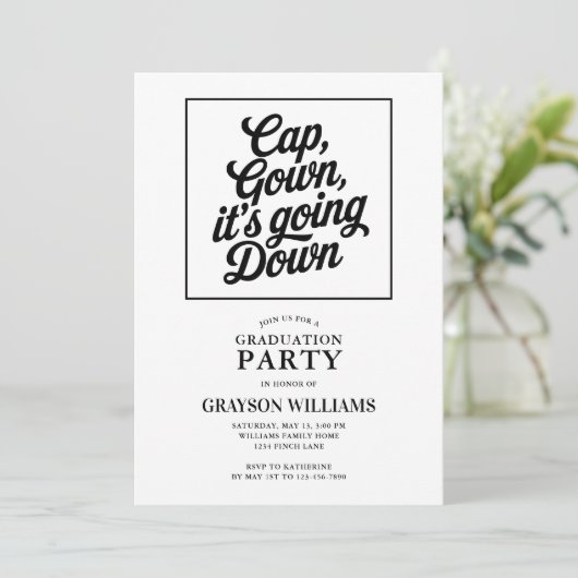 キャップおもしろいガウン卒業パーティーを退会する 招待状 (スタンド正面)