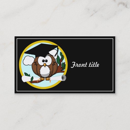 キャップおもしろい及びディプロマ付き卒業フクロウ コーリングカード (正面)