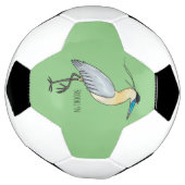 キャップされたヘロン鳥の漫画イラストレーション サッカーボール (回転)