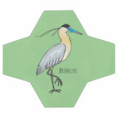 キャップされたヘロン鳥の漫画イラストレーション サッカーボール (フラット)