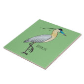 キャップされたヘロン鳥の漫画イラストレーション タイル (側面)