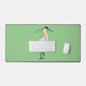 キャップされたヘロン鳥の漫画イラストレーション デスクマット (キーボード&マウス)