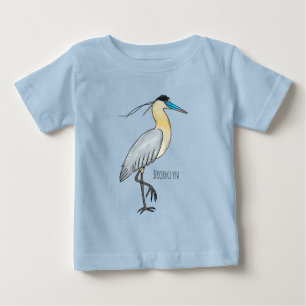 キャップされたヘロン鳥の漫画イラストレーション ベビーTシャツ