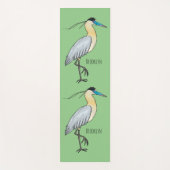 キャップされたヘロン鳥の漫画イラストレーション ヨガマット (正面)