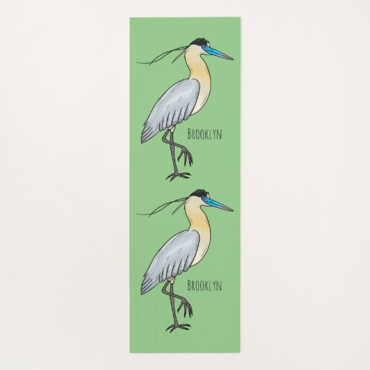 キャップされたヘロン鳥の漫画イラストレーション ヨガマット (裏面)