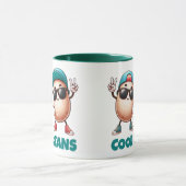 キャップとおもしろいスニーカーをクール着た豆 マグカップ (中央)