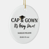 キャップとガウンそれは下に行く写真卒業 セラミックオーナメント (右)