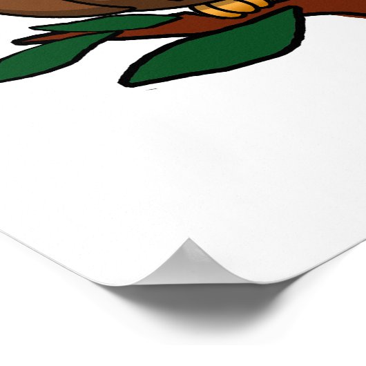 キャップとディプロマが入ったかわいい漫画の卒業フクロウ ポスター (角)