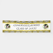 キャップとディプロマが入ったかわいい漫画の卒業フクロウ 横断幕 (横)