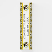 キャップとディプロマが入ったかわいい漫画の卒業フクロウ 横断幕 (縦)