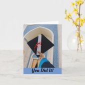 キャップとディプロマの挨拶カード カード (黄色い花)