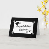キャップとディプロマカードを卒業おめでとう カード (黄色い花)