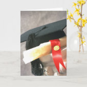 キャップとディプロマ卒業カード カード (黄色い花)