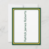 キャップとディプロマ、グリーンとメタリックの金ゴールド卒業 招待状 (裏面)