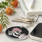 キャップとドリンク付きスケルトンヘッド キーホルダー (正面右)