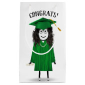 キャップと卒業証書を持つスティックガール スモールペーパーバッグ (正面)