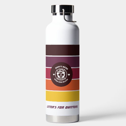 キャップに注意ビーチ安全ベア ウォーターボトル (左面)