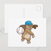 キャップを被ったビーバーの野球スポーツ ポストカード (正面/裏面)