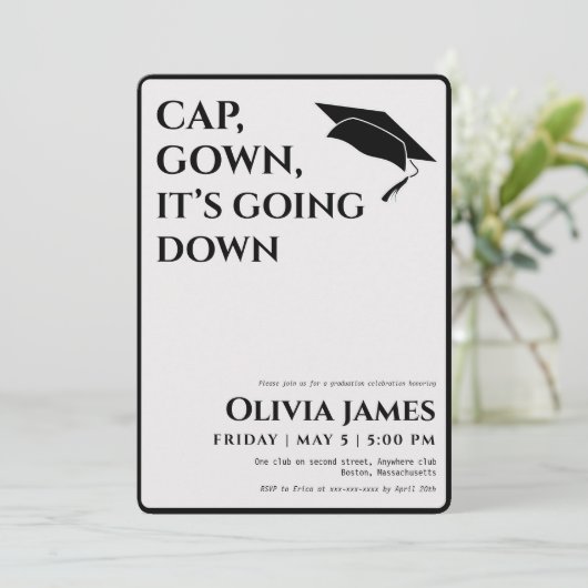 キャップガウン卒業パーティおもしろいを行ってる 招待状 (スタンド正面)