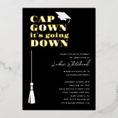 キャップガウン卒業パーティーホワイト退席中 箔招待状 (正面)