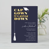 キャップガウン卒業パーティー海軍を退学 箔招待状 (立ち正面)