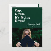 キャップガウン卒業モダン前 インビテーションポストカード (正面/裏面)