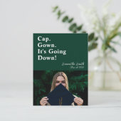 キャップガウン卒業モダン前 インビテーションポストカード (スタンド正面)