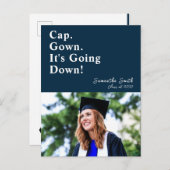 キャップガウン卒業モダン前 インビテーションポストカード (正面/裏面)