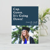 キャップガウン卒業モダン前 招待状 (スタンド正面)