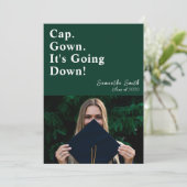 キャップガウン卒業モダン前 招待状 (スタンド正面)