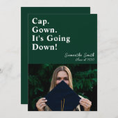 キャップガウン卒業モダン前 招待状 (正面/裏面)