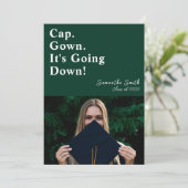 キャップガウン卒業モダン前 案内状 (スタンド正面)