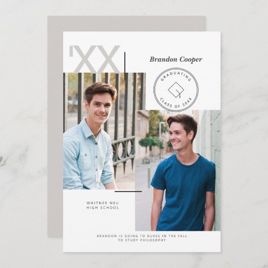 キャップコンテンポラリー卒業招待状 案内状 (正面/裏面)