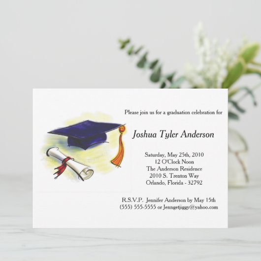 キャップタッスルディプロマ卒業パーティー招待状 招待状 (スタンド正面)